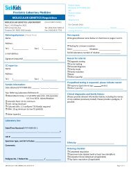 MOLECULAR GENETICS Requisition - The Hospital for Sick Children