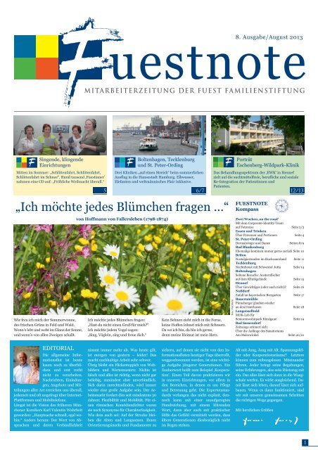 Fuestnote, 8. Ausgabe, August 2013 - Fuest Familienstiftung