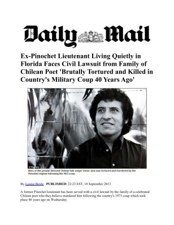 Ex-Pinochet Lieutenant Living Quietly in Florida Faces Civil Lawsuit ...
