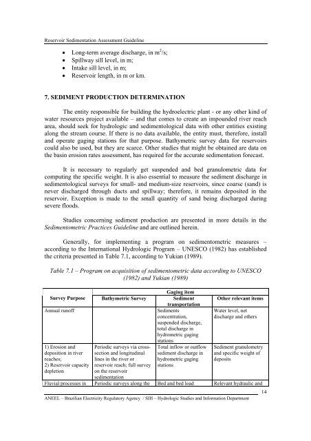 RESERVOIR SEDIMENTATION ASSESSMENT GUIDELINE - Aneel