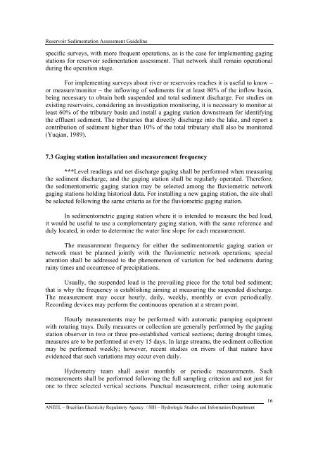 RESERVOIR SEDIMENTATION ASSESSMENT GUIDELINE - Aneel