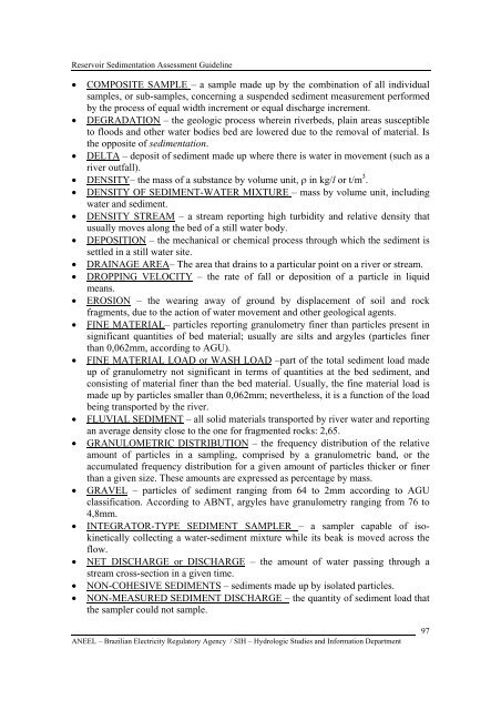 RESERVOIR SEDIMENTATION ASSESSMENT GUIDELINE - Aneel