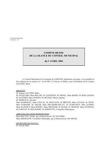 COMPTE RENDU DE LA SEANCE DU CONSEIL ... - Garches