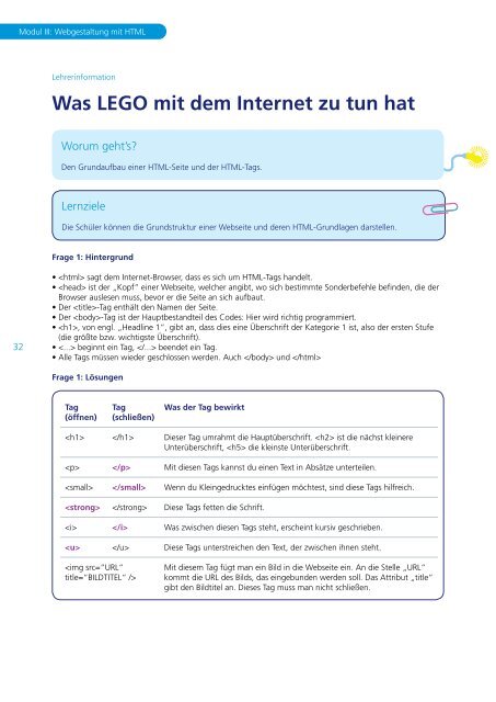 Modul III Webgestaltung mit HTML - Think Big