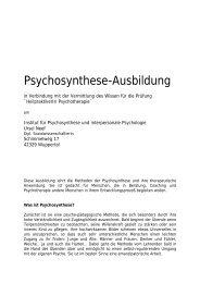 Psychosynthese-Ausbildung in Verbindung mit der Vermittlung des ...