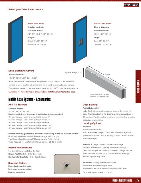 Mobile Aisle Systems - Equipto