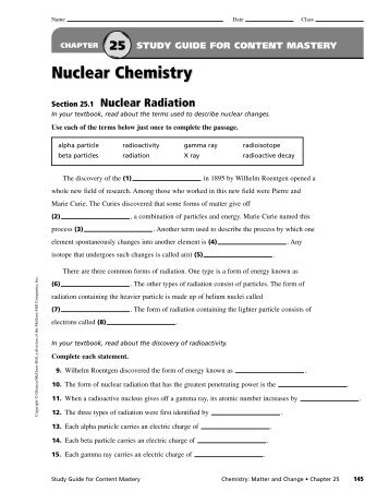 Nuclear Chemistry