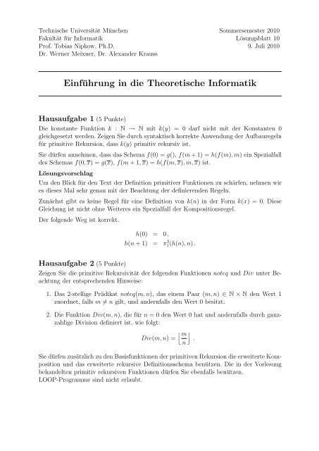 Einführung in die Theoretische Informatik