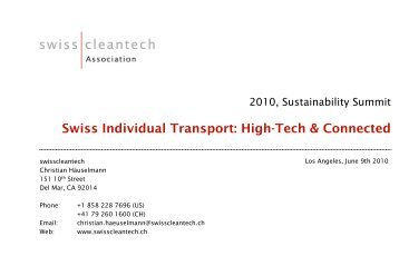 Swiss Individual Transport: High-Tech & Connected - Metro