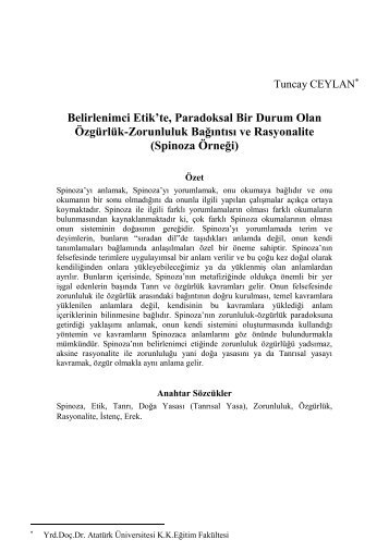 Belirlenimci Etik'te, Paradoksal Bir Durum Olan ... - Arastirmax