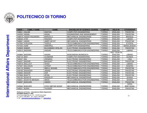 In te rn a tio n a l A ffa irs - Apply@polito - Politecnico di Torino