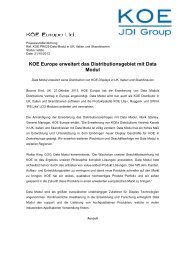 KOE Europe erweitert das Distributionsgebiet mit Data Modul