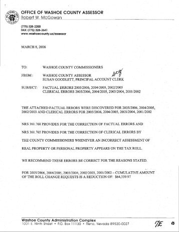 oll Chanee Requests for Clerical and Factual ... - Washoe County