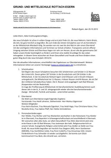 Elternbrief vom 25.10.2013 - Rottach-Egern - VS Rottach-Egern