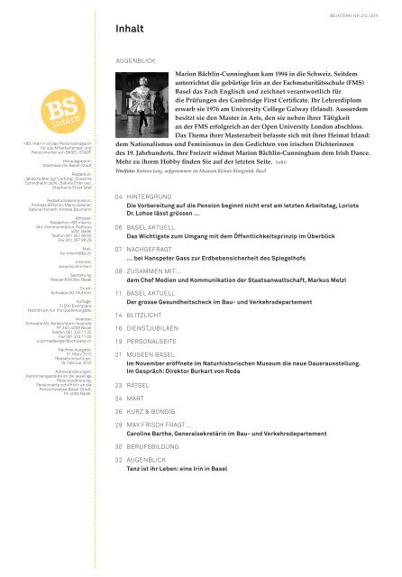 Personalmagazin Nr. 212 - Regierungsrat - Kanton Basel-Stadt