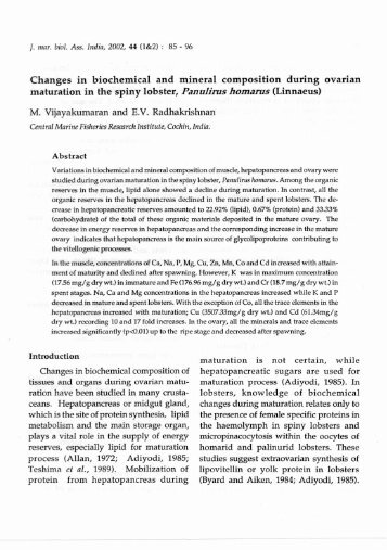 Changes in biochemical and mineral composition during ovarian ...