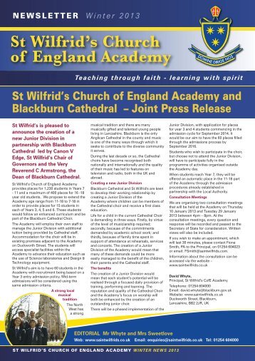 Newsletter Winter 2013 - St Wilfrid's