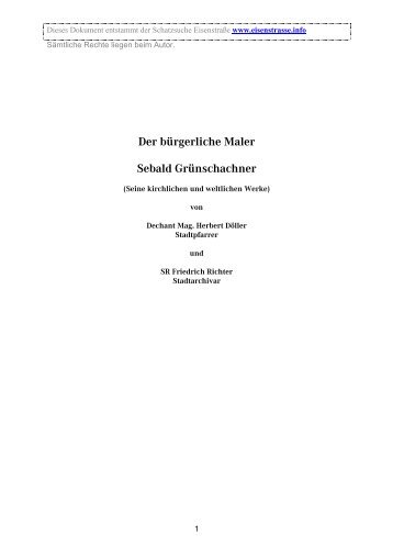 Der bürgerliche Maler Sebald Grünschachner