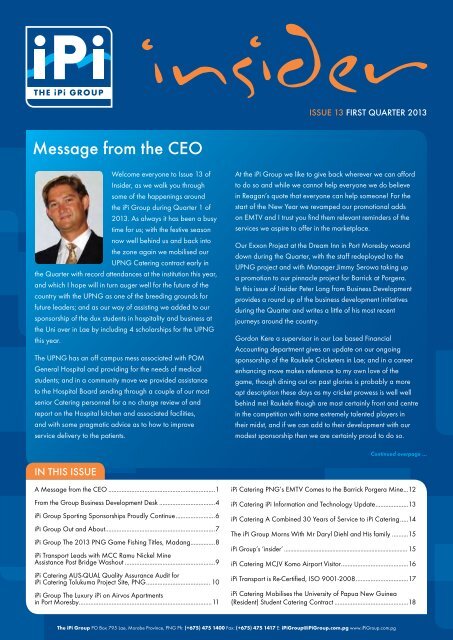 Message from the CEO - IPI Group