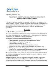 Policy 2507 – Workplace Bullying and Harassment - Cowichan ...