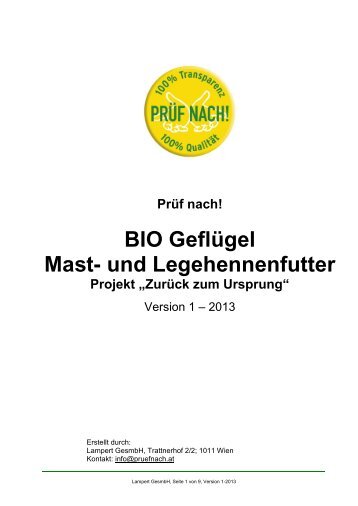 Bio-Futtermittelkatalog Geflügel - Werner Lampert