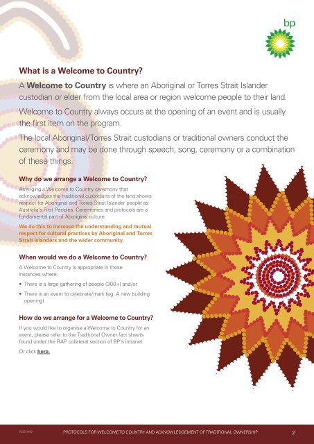 Protocols for Welcome to Country and Acknowledgement of ... - BP