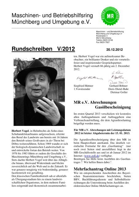 Maschinen- und Betriebshilfsring Münchberg und Umgebung e.V. ...