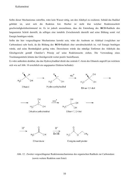 Radikalische Oxidation eines primären Alkohols unter Einfluss von ...