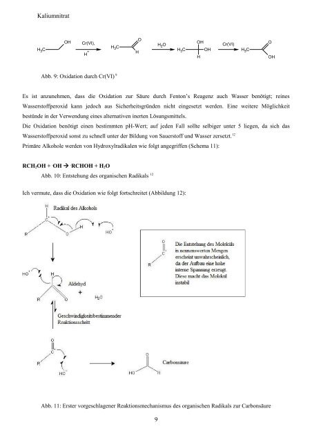 Radikalische Oxidation eines primären Alkohols unter Einfluss von ...