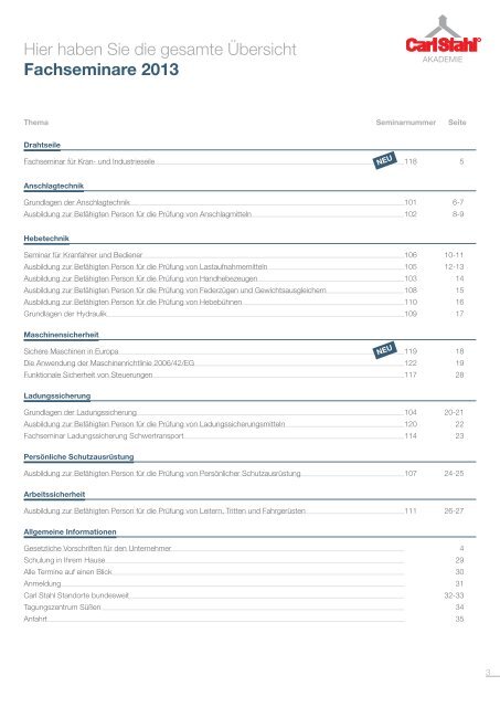 Fachseminare 2013 - Carl Stahl Akademie