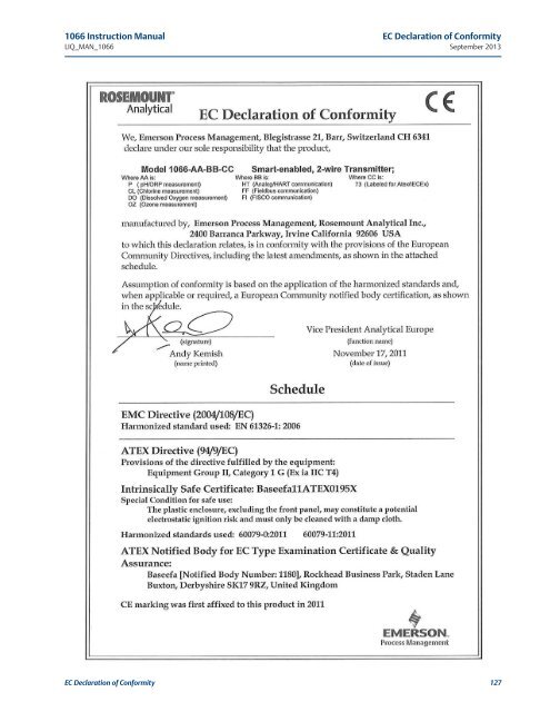 1066 Liquid Analytical Transmitter - Emerson Process Management