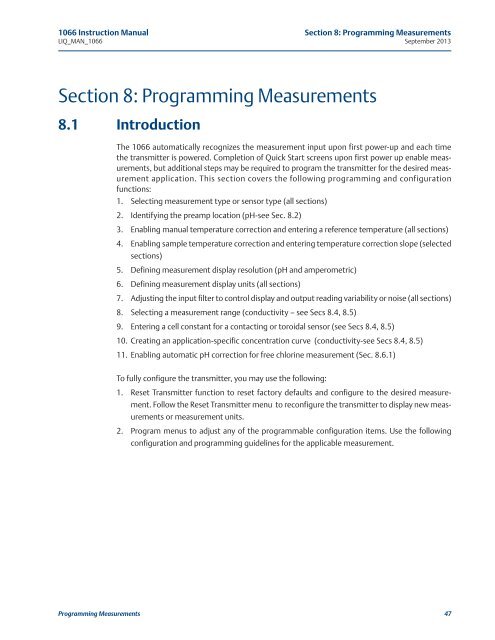 1066 Liquid Analytical Transmitter - Emerson Process Management