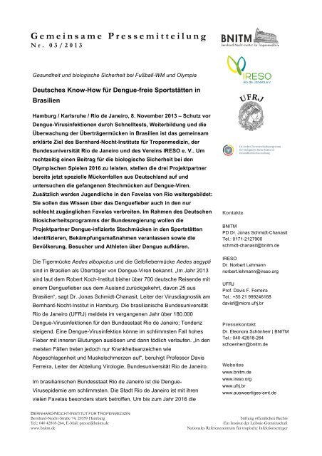 Gemeinsame Pressemitteilung - Bernhard-Nocht-Institut für ...