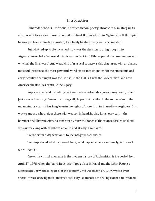 The Road To Afghanistan George Washington University