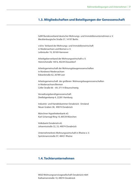 Geschäftsbericht 2012 - Wohnungsbaugenossenschaft Osnabrück eG