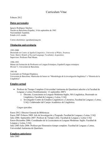 Curriculum Vitae - Universidad Autónoma de Querétaro