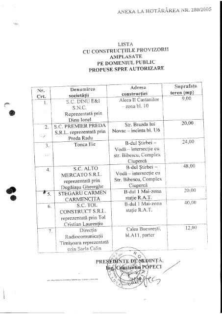 Proiect de hotărâre privind prelungirea duratei ... - Primaria Craiova