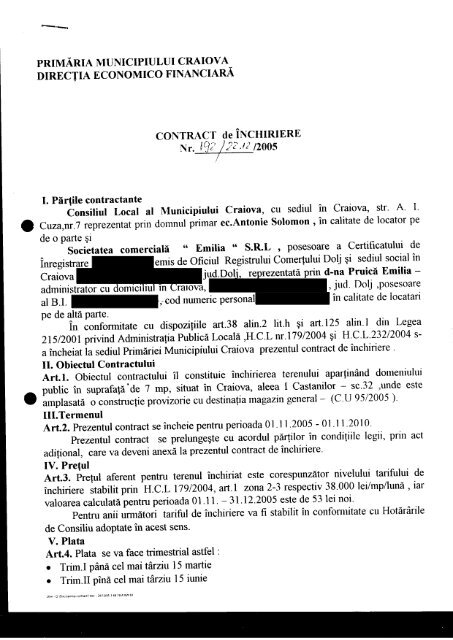 Proiect de hotărâre privind prelungirea duratei ... - Primaria Craiova