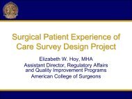 Surgical Patient Experience of Care Survey Design Project - CAHPs