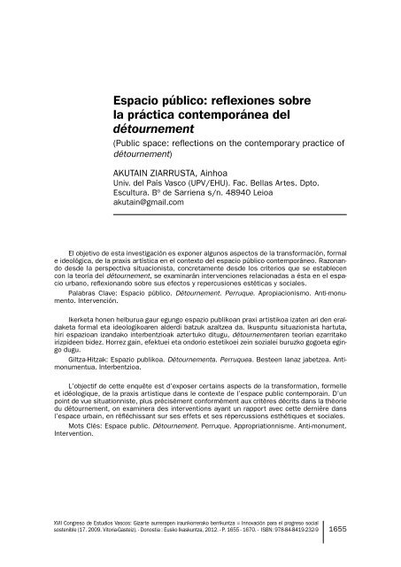 Espacio público: reflexiones sobre la práctica contemporánea del ...