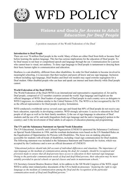 Introduction to Deaf People - World Federation of the Deaf