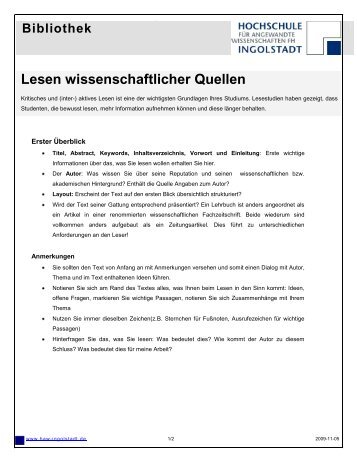 Lesen wissenschaftlicher Texte