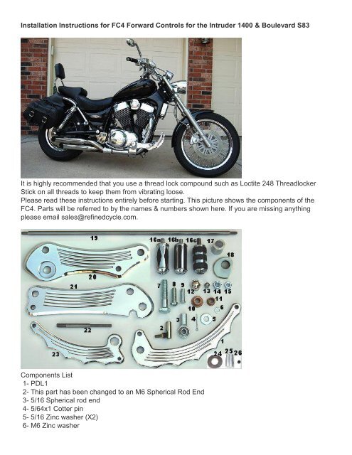 Forward Controls for Suzuki Intruder 1400  - Refined Cycle