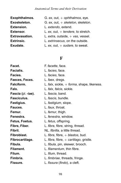 Anatomical Terms and their Derivation (136 pages)
