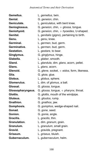 Anatomical Terms and their Derivation (136 pages)