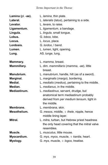 Anatomical Terms and their Derivation (136 pages)