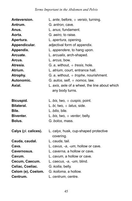 Anatomical Terms and their Derivation (136 pages)