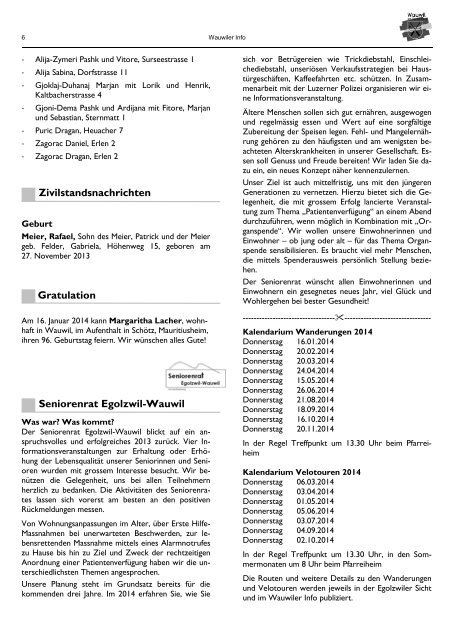 Wauwiler Info Januar 2014 (0,7 MB) - Gemeinde Wauwil