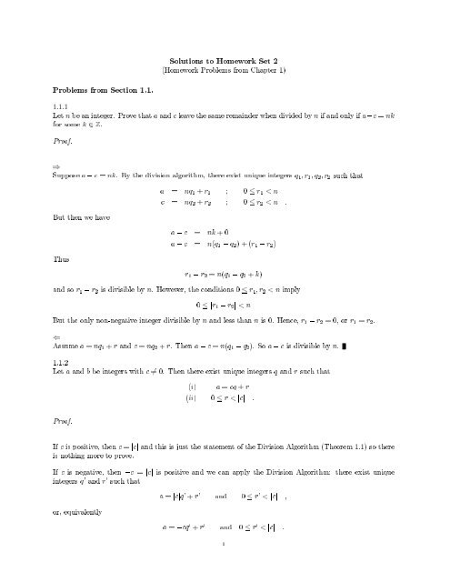 Solutions to Homework Set 2