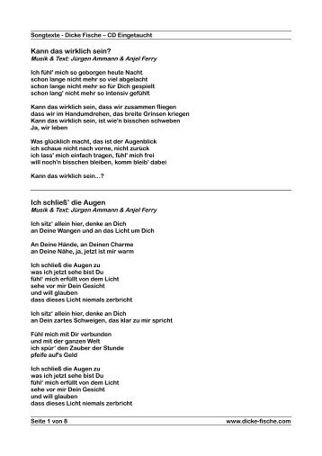 Songtexte - +++ Dicke Fische